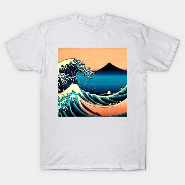 Majestic Wave at Sunset - A Stunning Ukiyo-e Painting T-Shirt by aestheticand